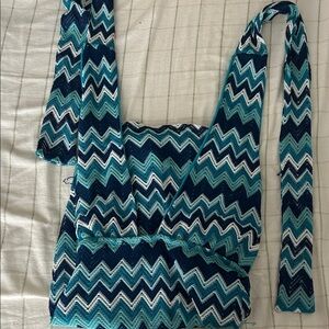 Almost Famous Blue and White Chevron Crop Top